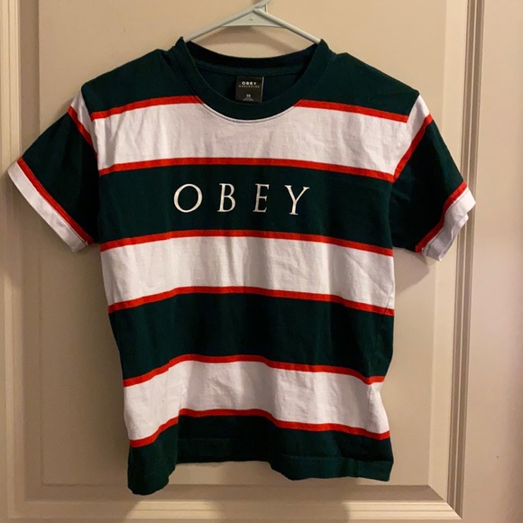 Obey Stripped T-Shirt - Picture 1 of 4